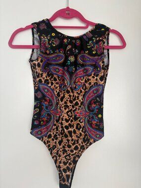 Versace Jeans Couture Leopard & Paisley Bodysuit | US 2 / IT 38 | EUC